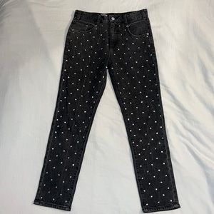 Anthropologie Pilcro Ultra High-Rise Rhinestone Straight Jeans - Black